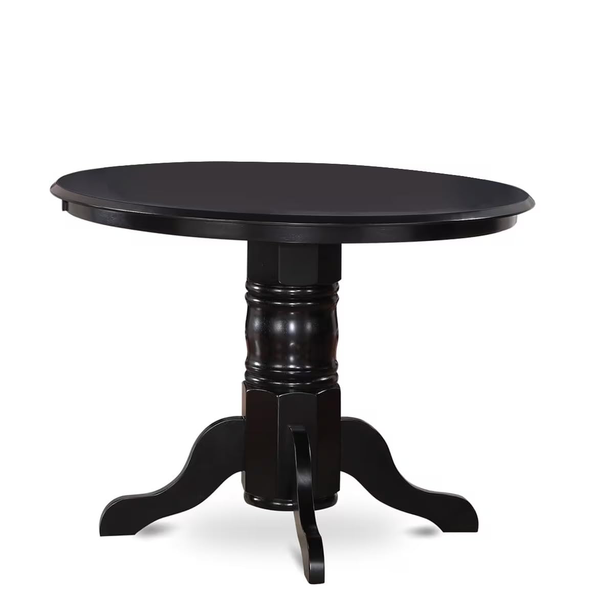 5 Piece Round Dining Table Set with 4 Black Faux Leather Chairs Q789577