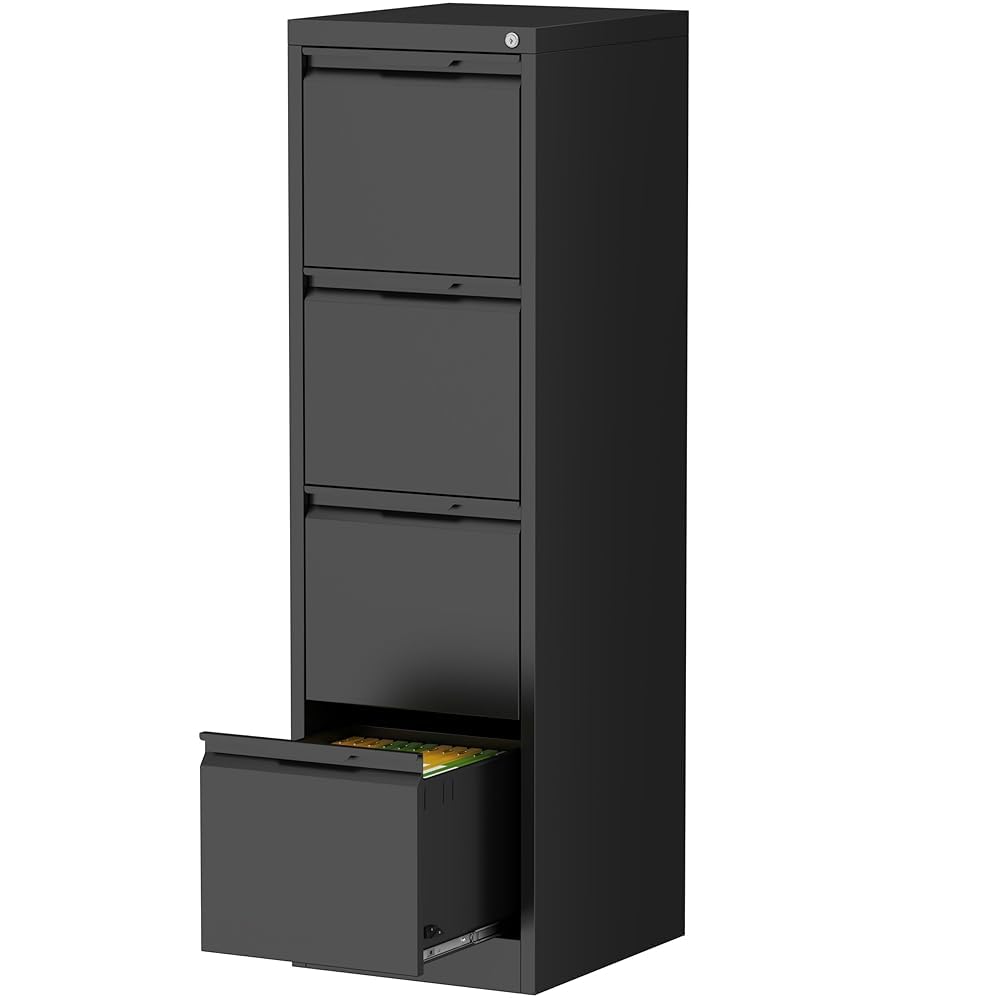 Black 4 Drawer Metal File Cabinet with Lock X382744