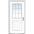 Primed Fiberglass 1/2 Lite 1-Panel Prehung Entry Door 36" x 80" H15537