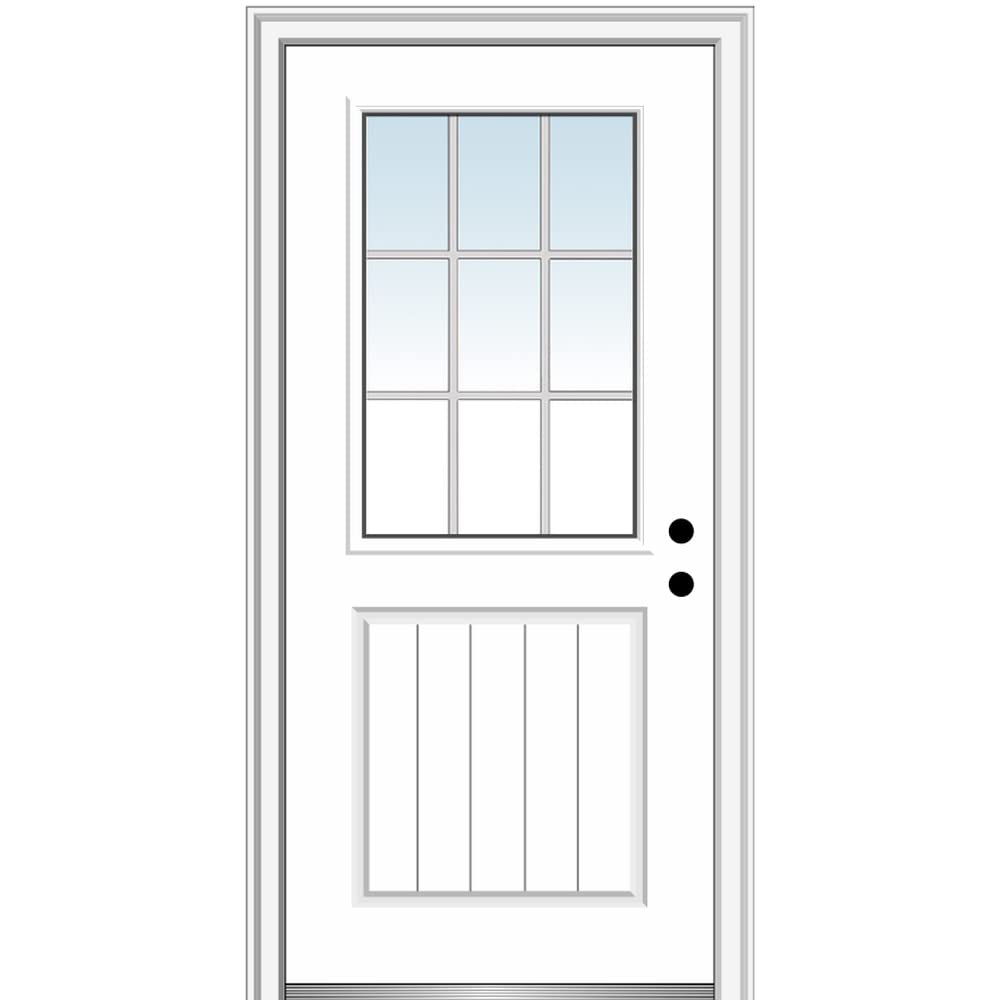 Primed Fiberglass 1/2 Lite 1-Panel Prehung Entry Door 36" x 80" H15537