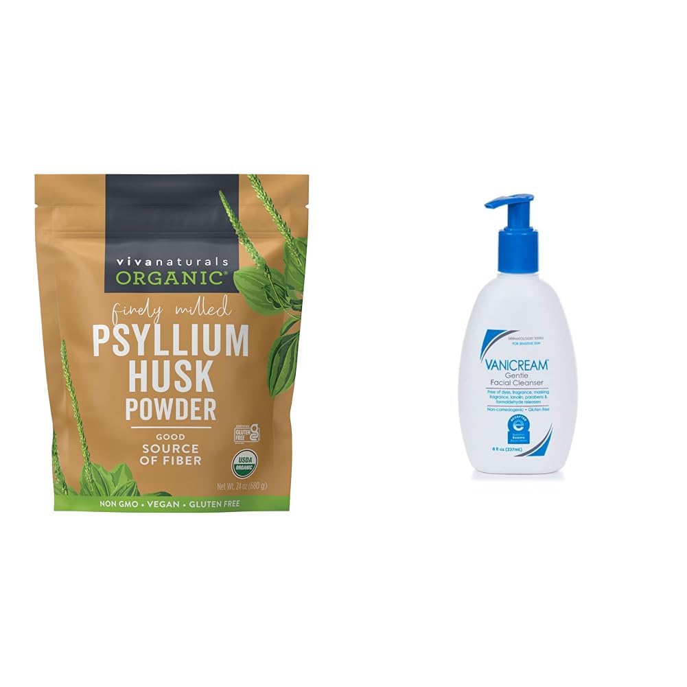 24 oz Organic Psyllium Husk Powder & 8 fl oz Gentle Facial Cleanser Bundle Y305493