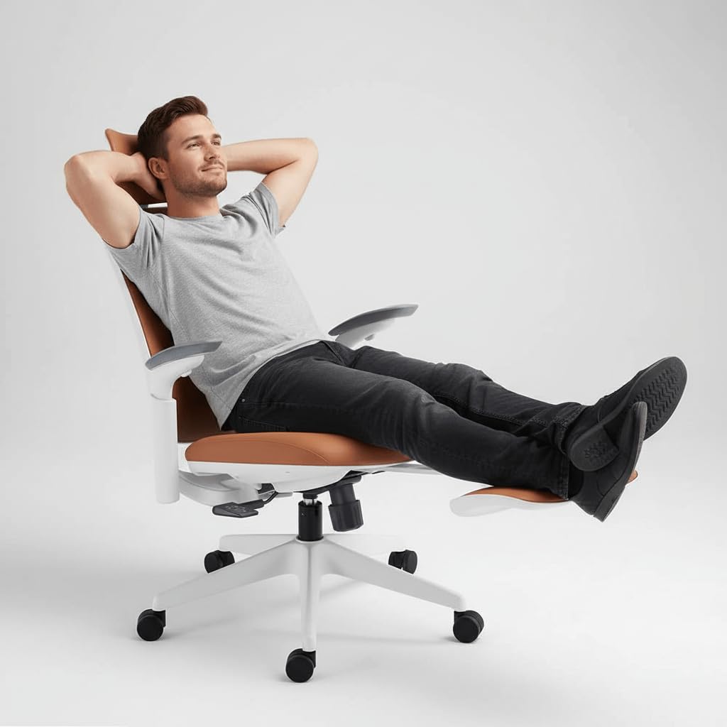 Leather Ergonomic Office Chair with Footrest V6871