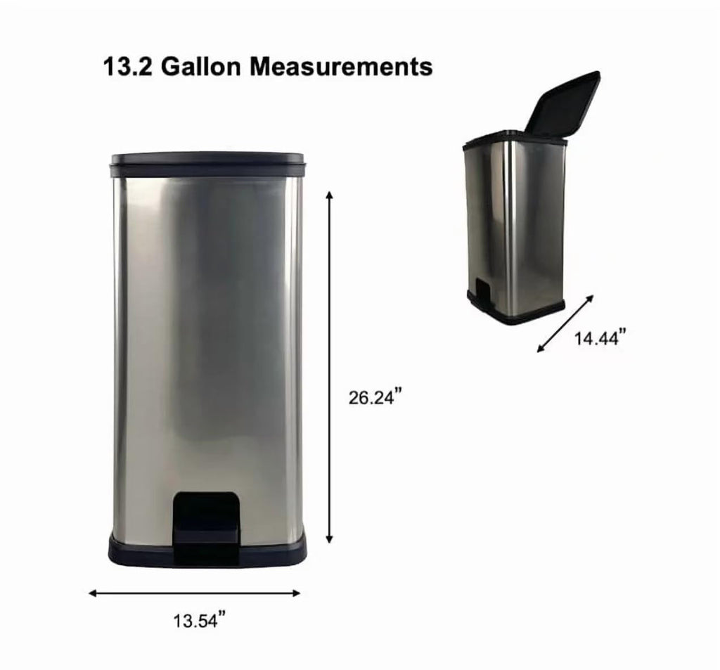 13 Gal Stainless Silver Step Trash Can J426