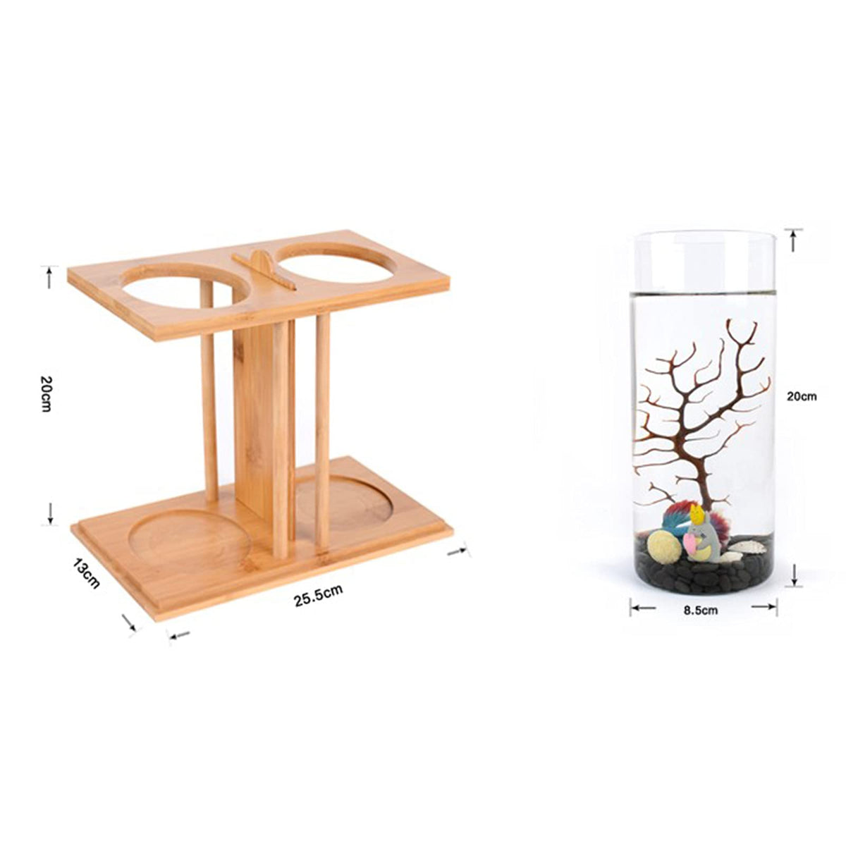 Bamboo Desktop Aquarium with LED Light D349