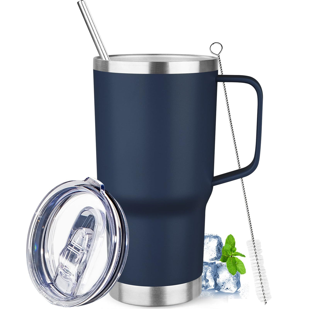 20 oz Stainless Steel Insulated Tumbler with Handle Lid and Straw Z74516