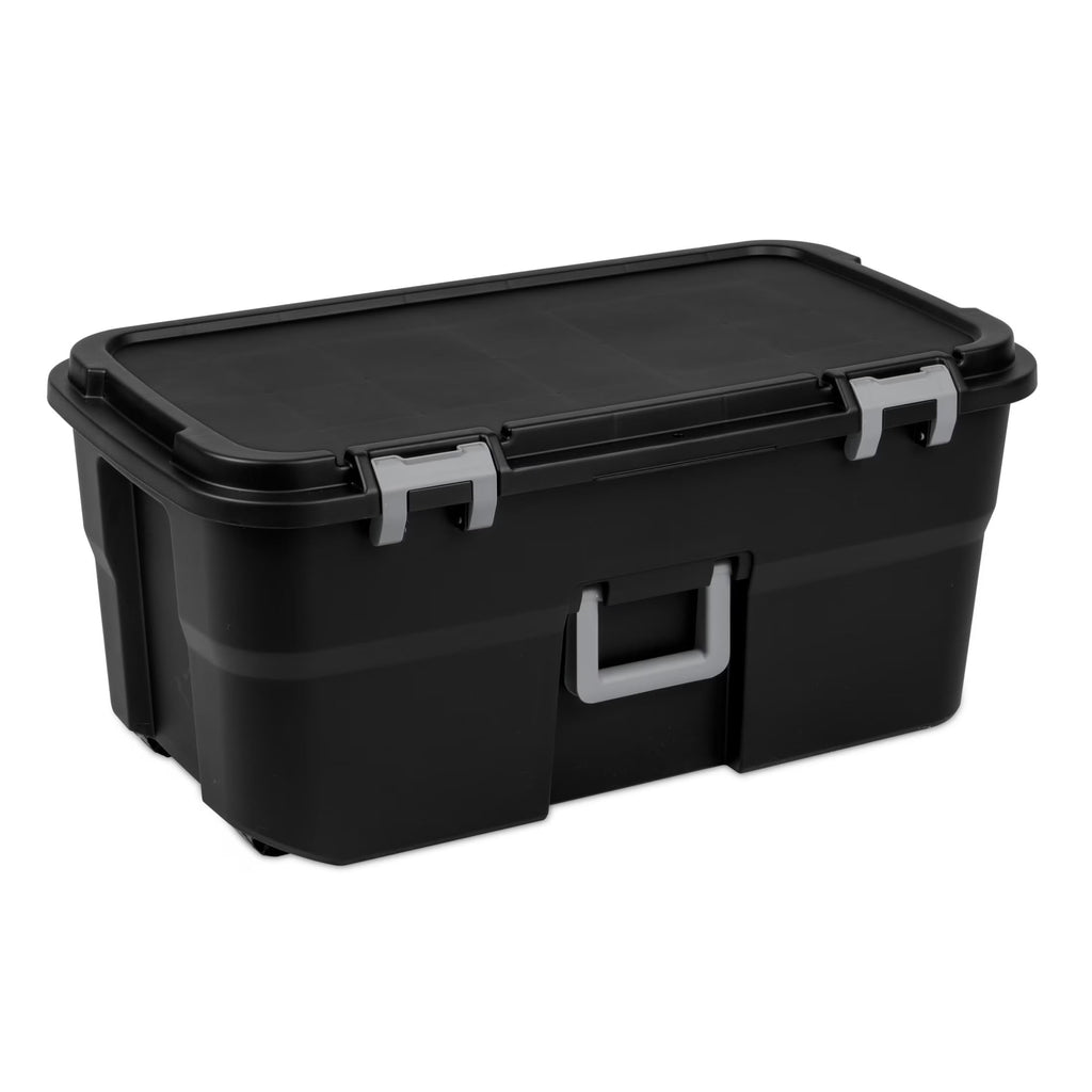 22 Gallon Black Wheeled Plastic Storage Trunk K36553