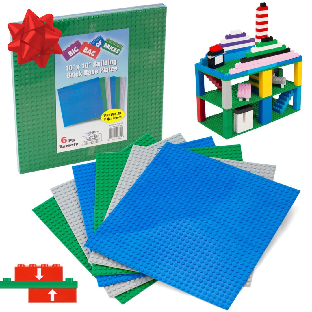Green Blue White 10x10" Building Bricks Baseplates 4 Pack I7035