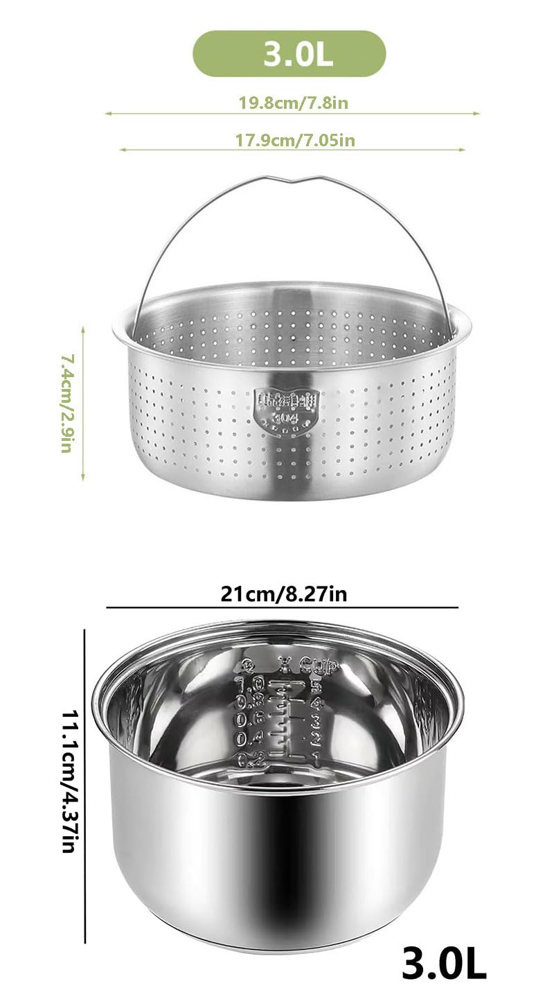 Stainless Steel Rice Cooker Inner Pot with Steamer Basket 3.0L V143833