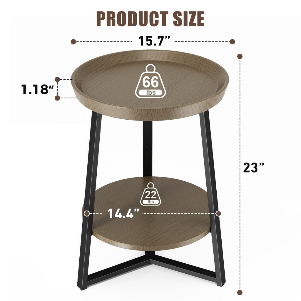 Round 2 Tier End Table with Storage Shelf C454126
