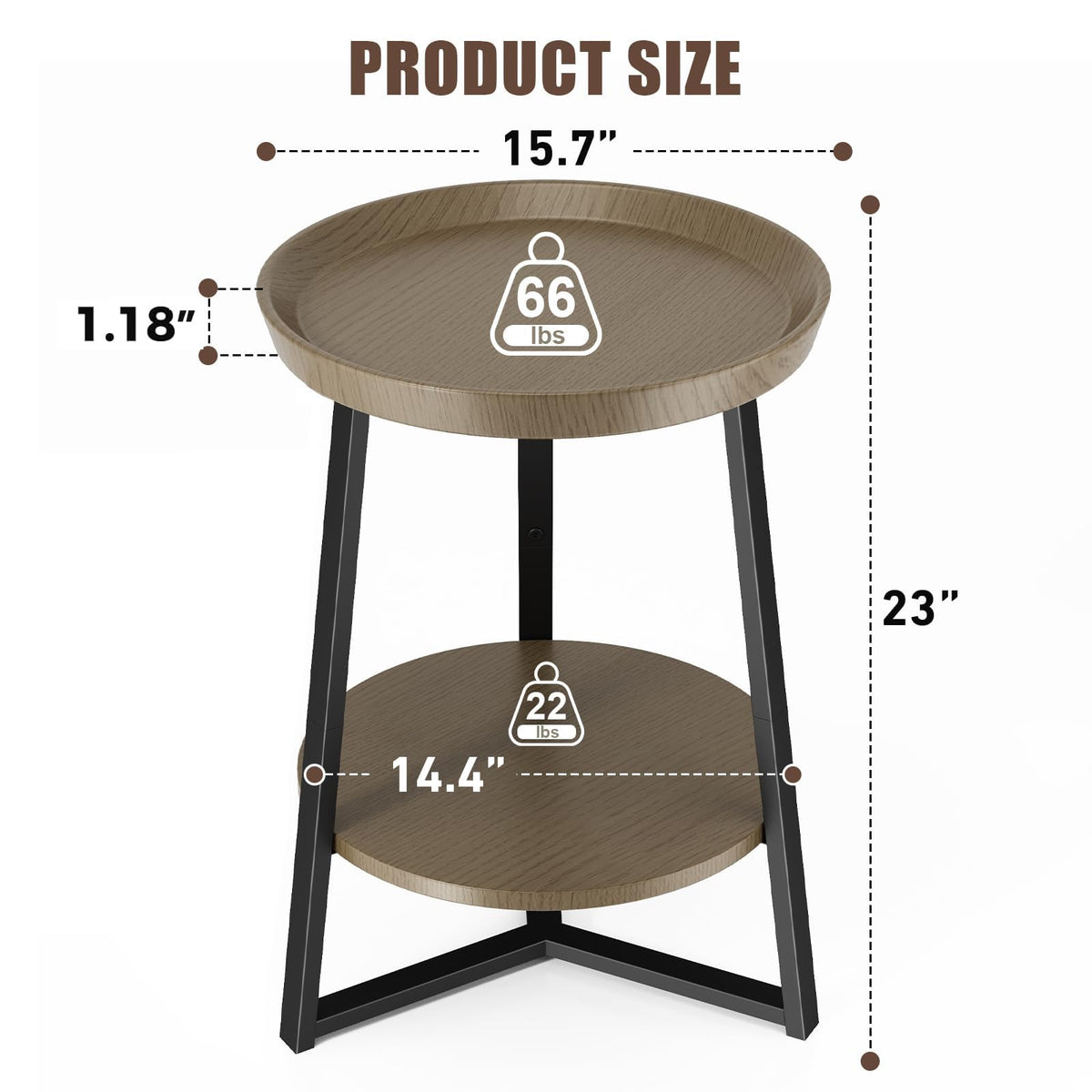 Round 2 Tier End Table with Storage Shelf C454126