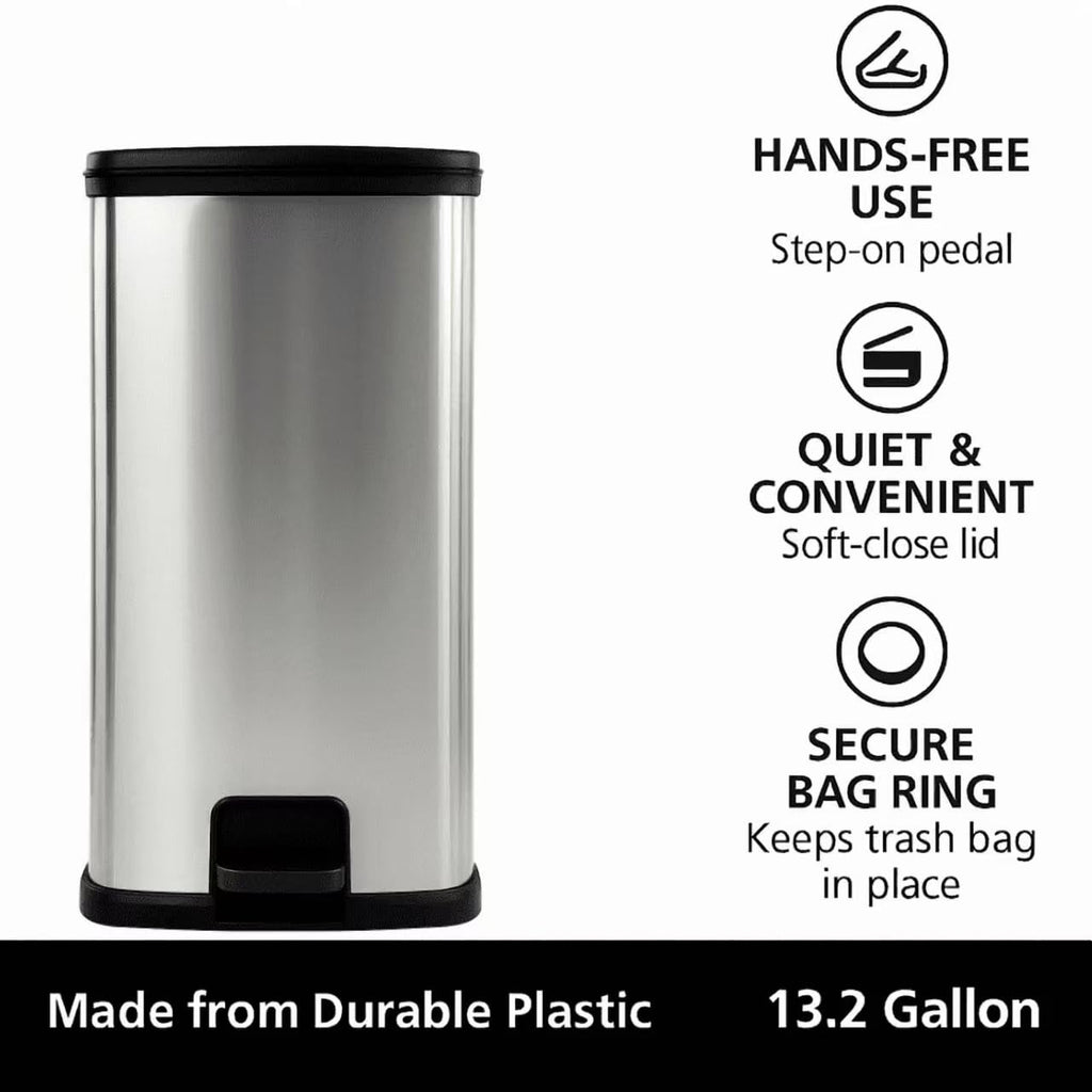13 Gal Stainless Silver Step Trash Can J426