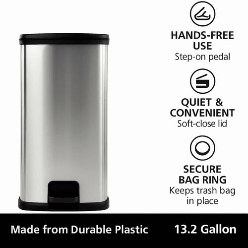 13 Gal Stainless Silver Step Trash Can J426