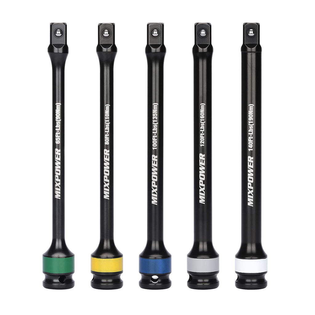 5 Piece 1/2" Drive Torque Limiting Socket Extension Bars P8238