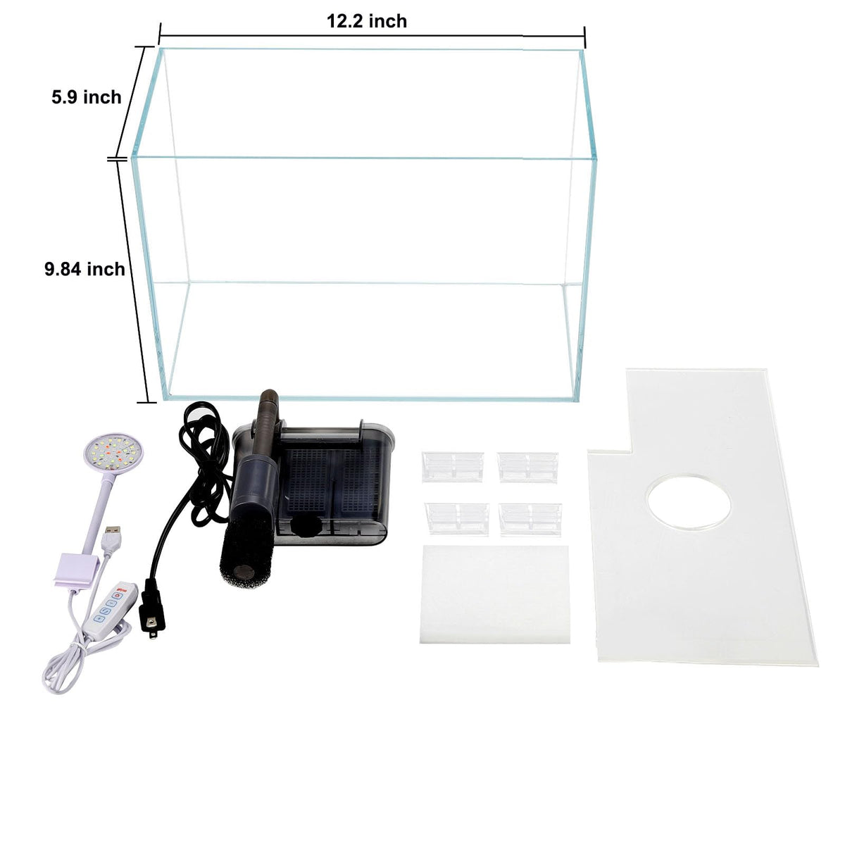 3 Gallon Glass Fish Tank Starter Kit with Filter J81710