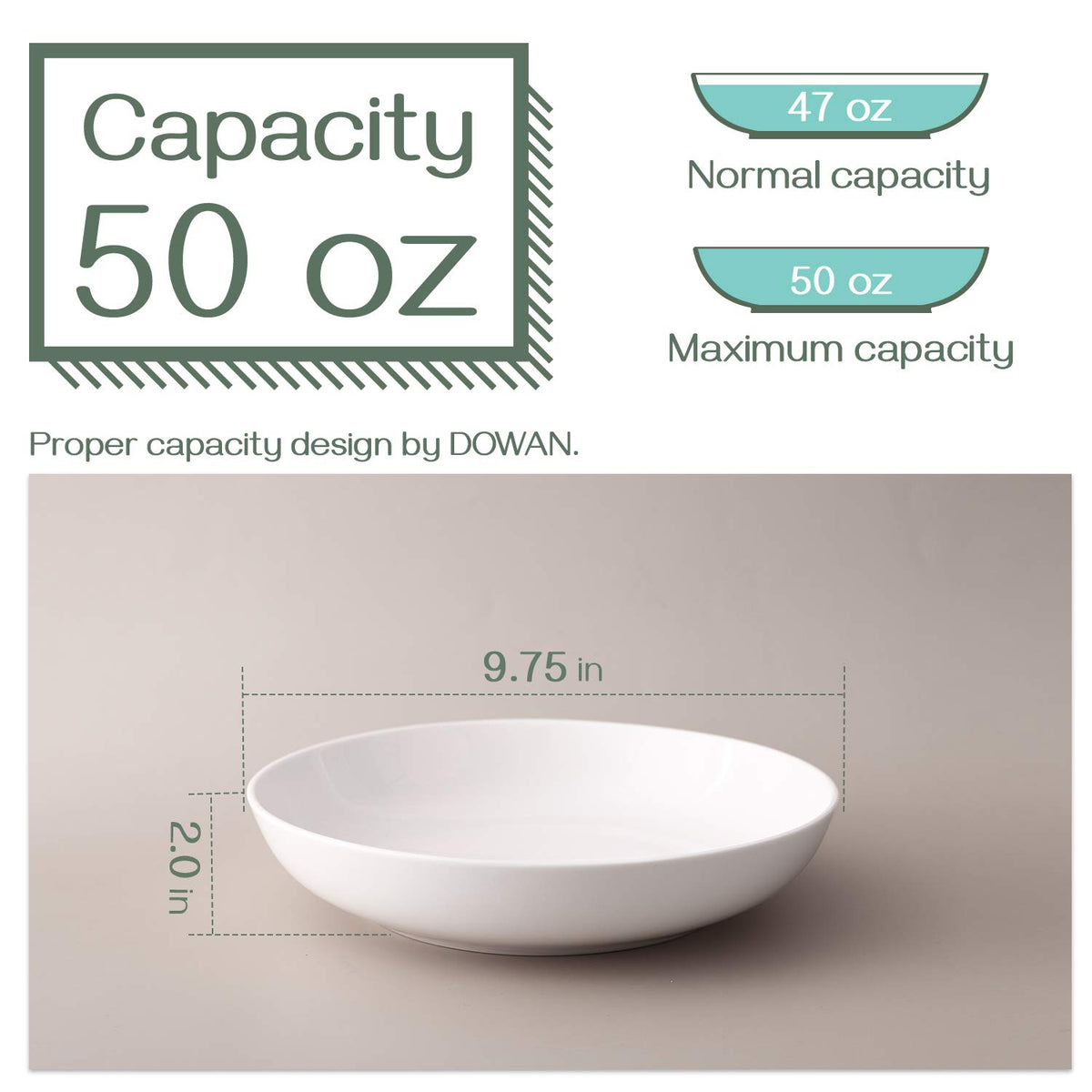 9.75" White Ceramic Pasta Bowls Set of 4 C533
