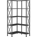 Black 5-Tier L-Shaped Corner Bookshelf X80751