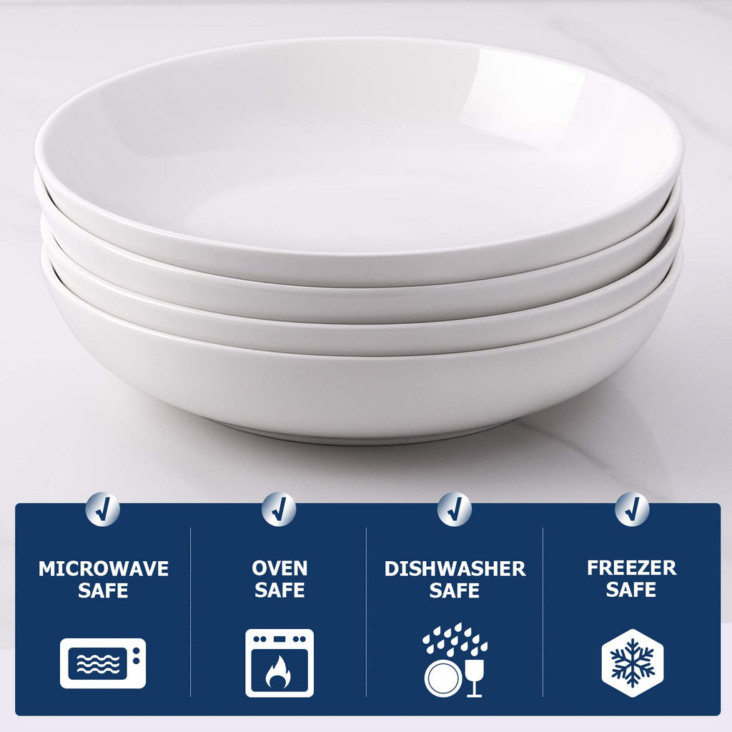 9.75" White Ceramic Pasta Bowls Set of 4 C533
