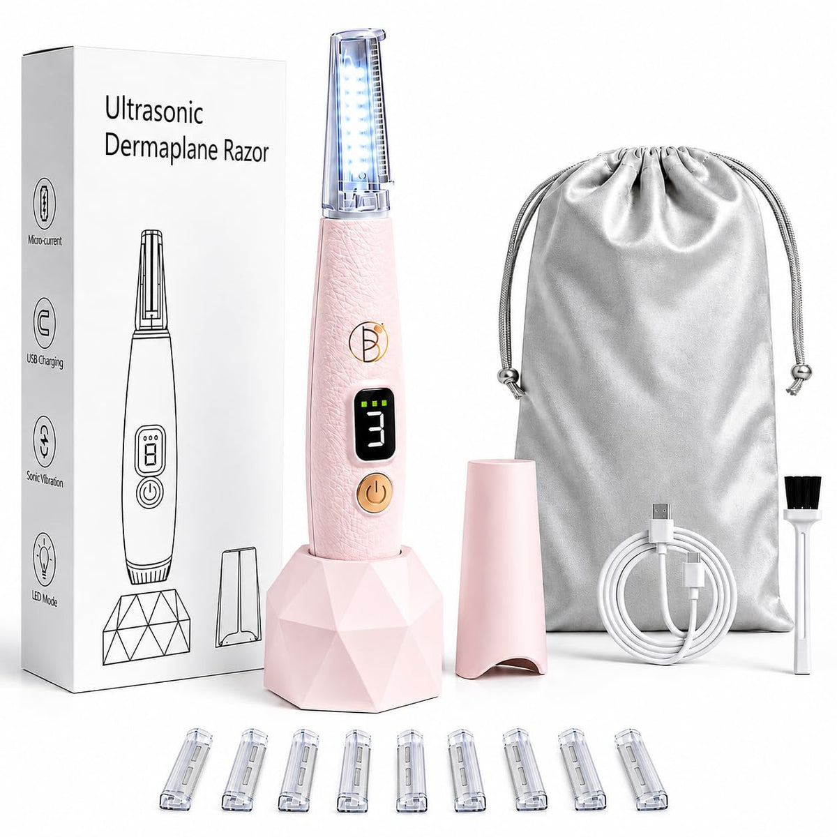 Rechargeable Sonic Dermaplane Razor with 10 Refills M900768