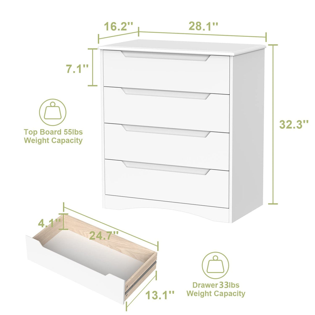 White 4 Drawer Dresser Z8188