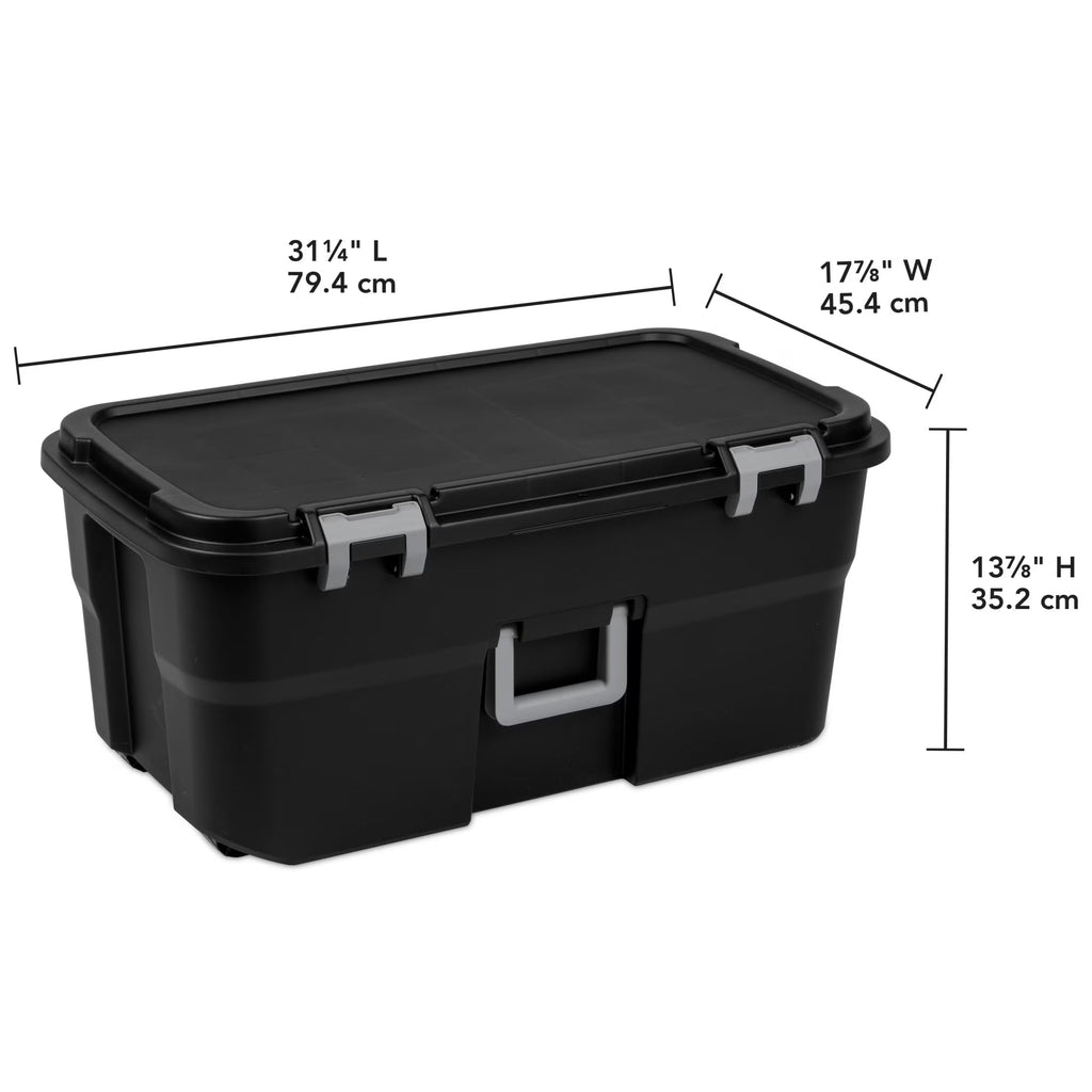 22 Gallon Black Wheeled Plastic Storage Trunk K36553