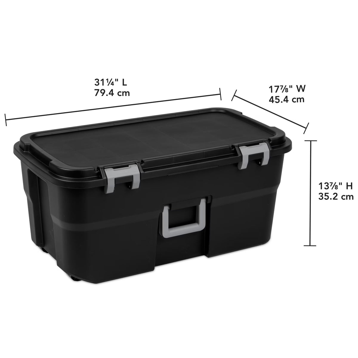 22 Gallon Black Wheeled Plastic Storage Trunk K36553