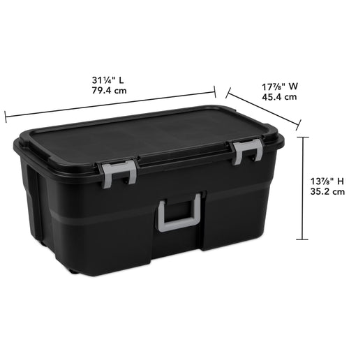 22 Gallon Black Wheeled Plastic Storage Trunk K36553