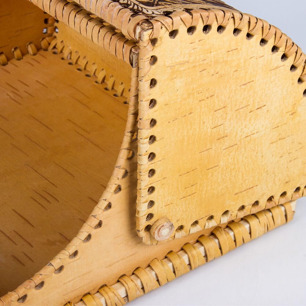 Birds Pattern Birch Bark Bread Box Q328