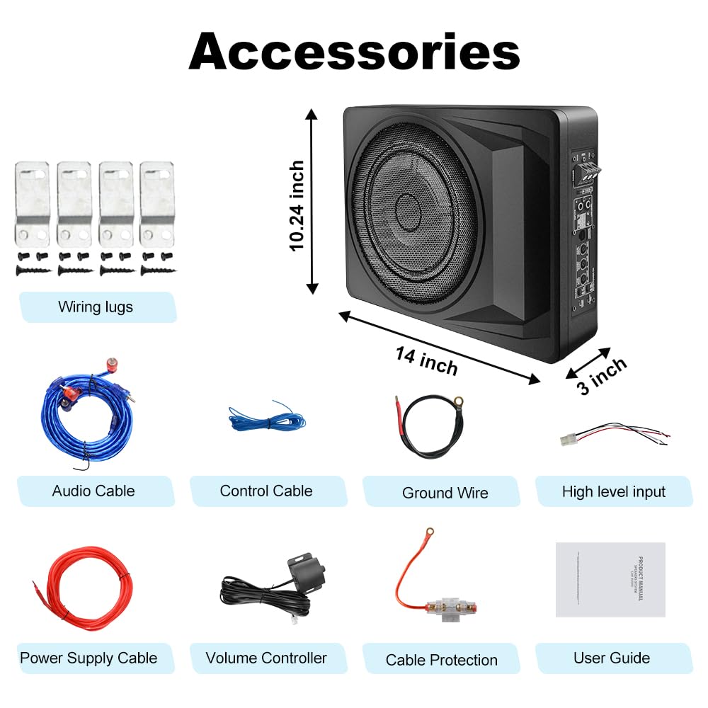1200W 10 Inch Slim Under Seat Car Subwoofer P536747