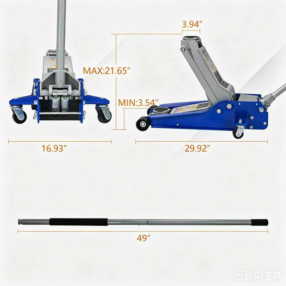 5Ton Low Profile Dual Piston Hydraulic Floor Jack U613323