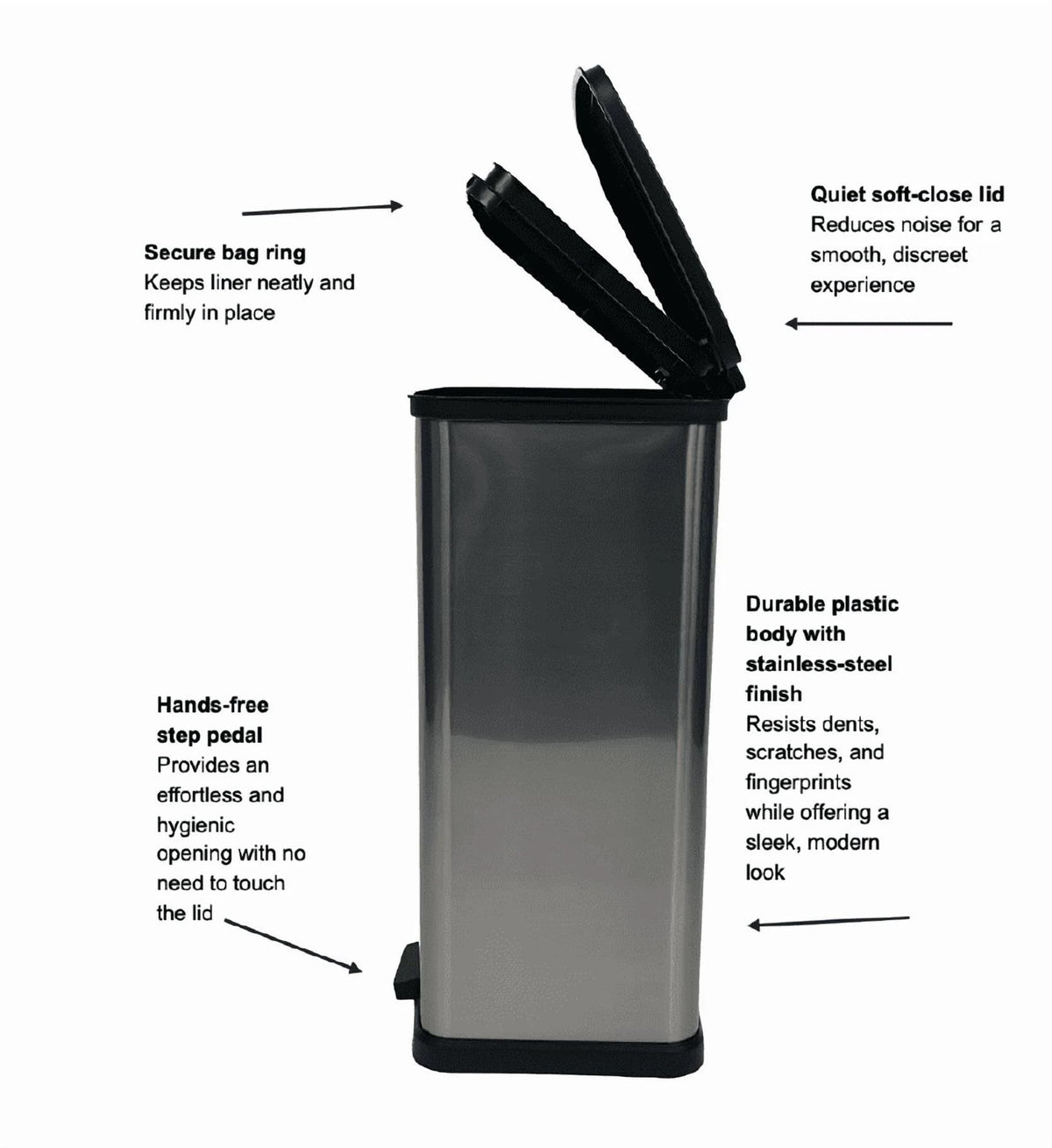 13 Gal Stainless Silver Step Trash Can J426