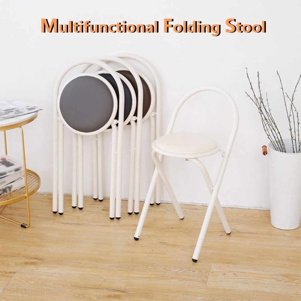 18in Padded Folding Stool with Backrest U953447