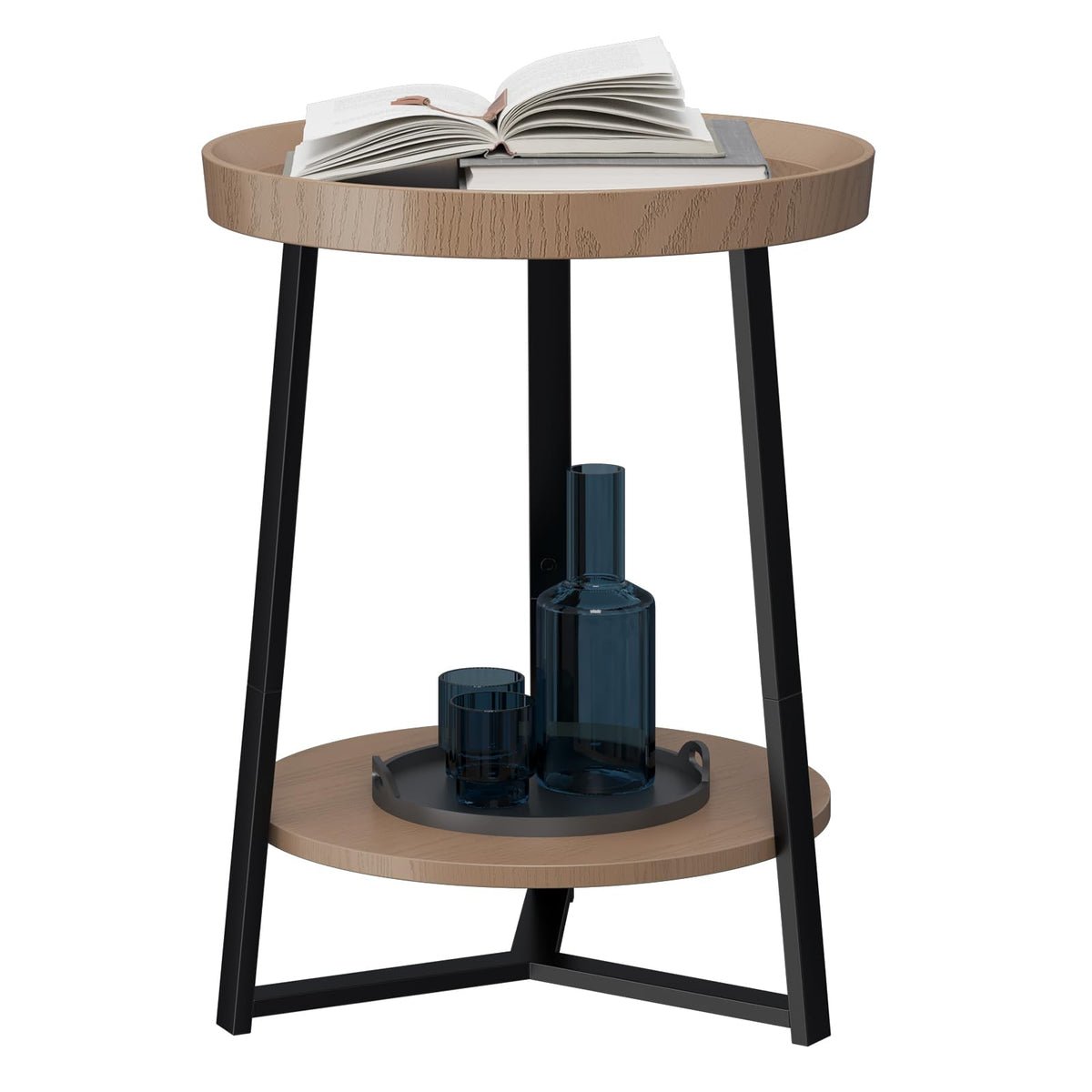 Round 2 Tier End Table with Storage Shelf C454126