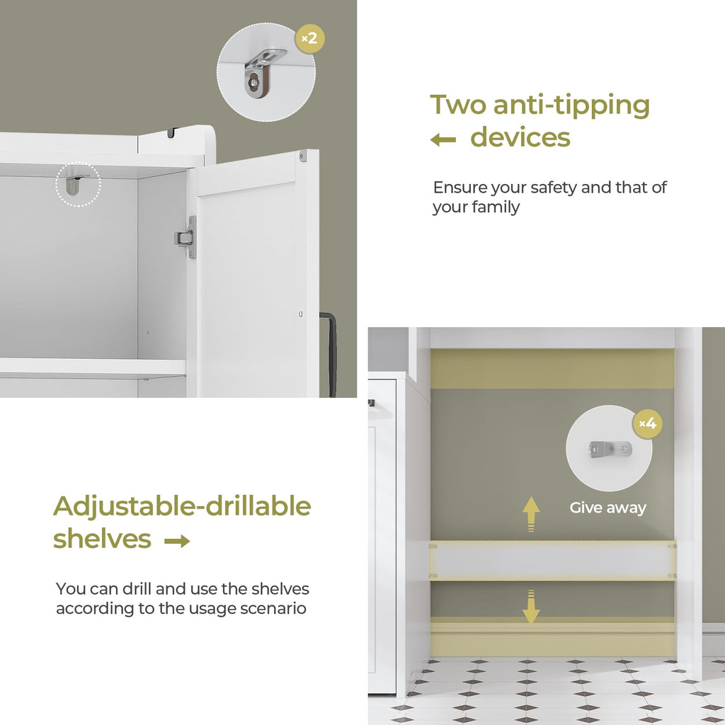 White Over The Toilet Storage Cabinet with Adjustable Shelf U30981