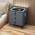 Gray 3 Tier Nightstand with Wireless Charging and Fingerprint Lock J1447