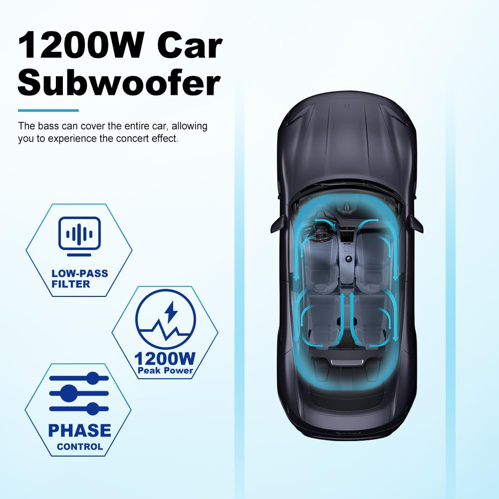 1200W 10 Inch Slim Under Seat Car Subwoofer P536747