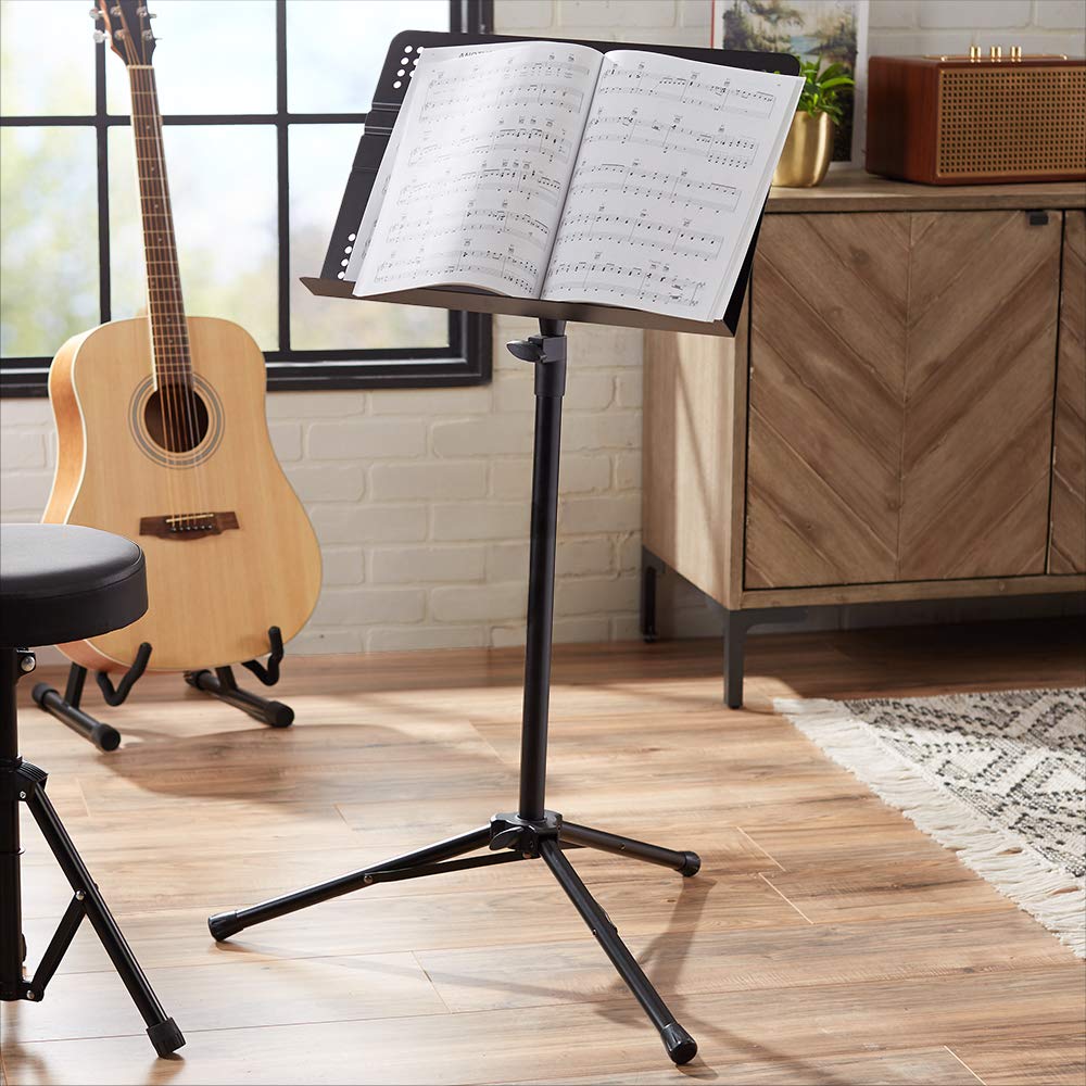 Adjustable Folding Sheet Music Stand, 31" to 55" Height, Black X681938