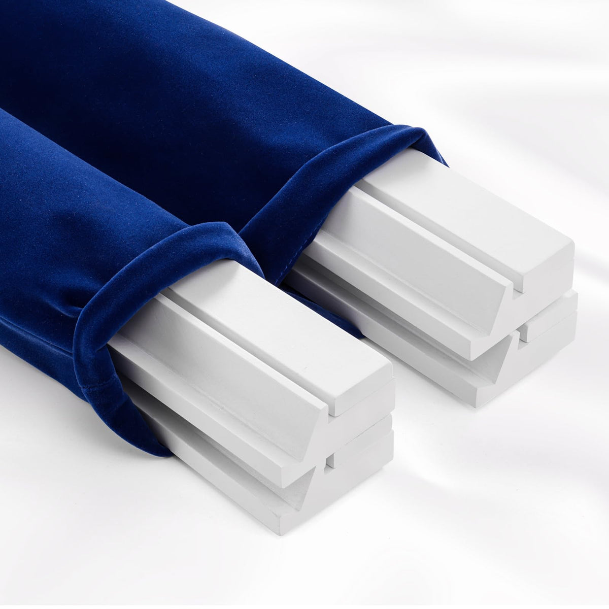 Blue Velvet Drawstring Storage Bag with 2 Compartments U7284