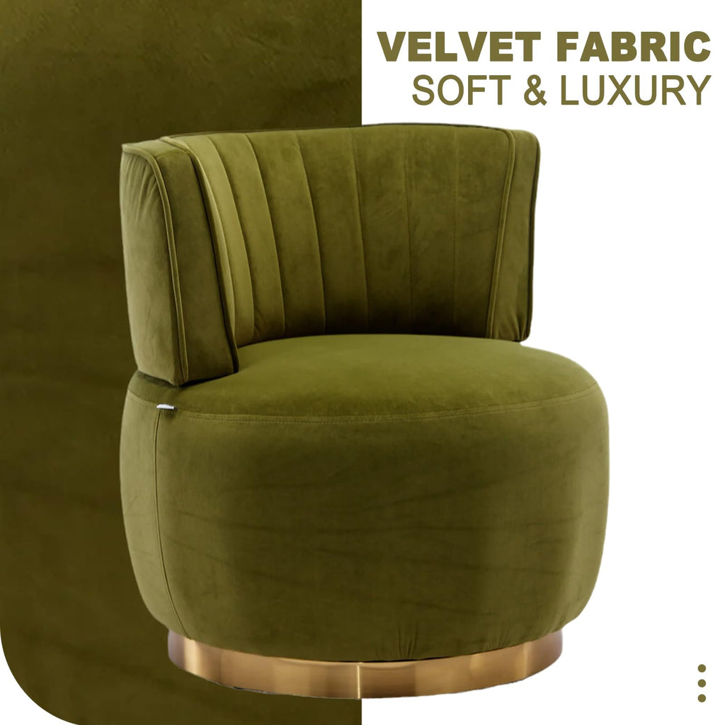 Green Velvet Swivel Barrel Chair N4317
