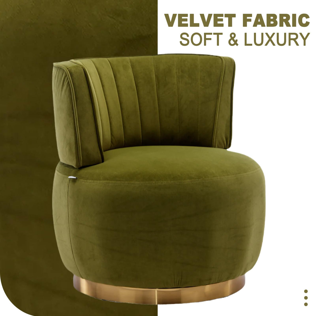 Green Velvet Swivel Barrel Chair N4317