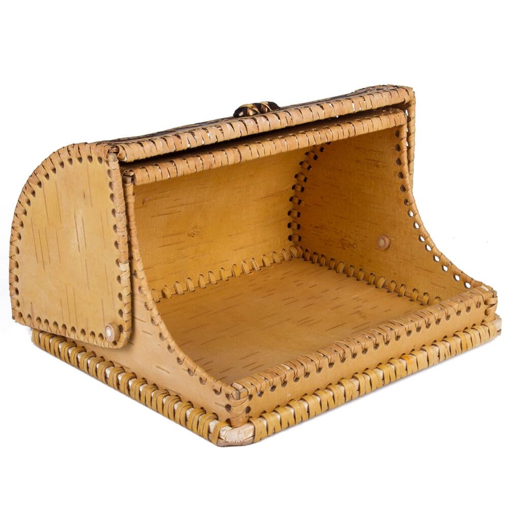 Birds Pattern Birch Bark Bread Box Q328