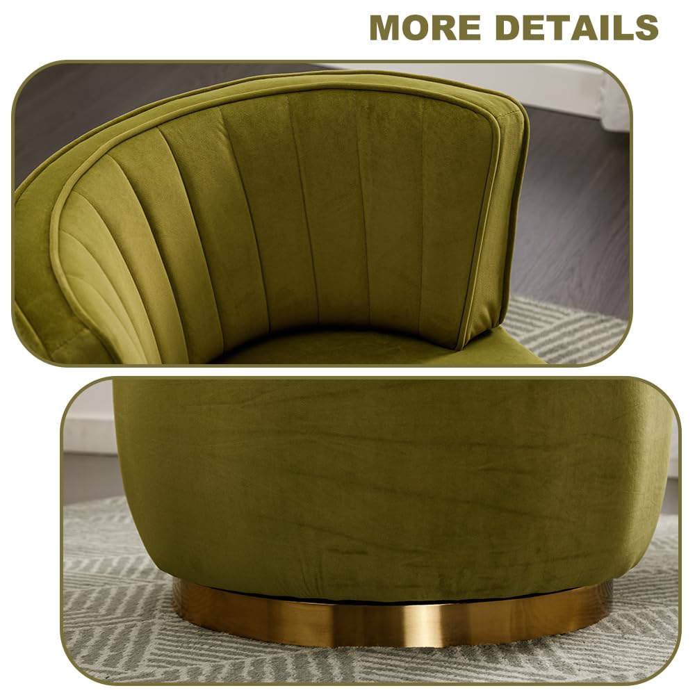 Green Velvet Swivel Barrel Chair N4317