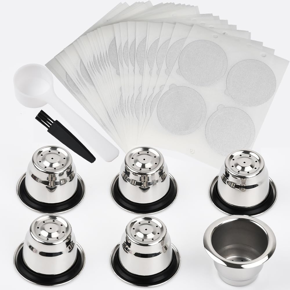 Reusable Stainless Steel Espresso Capsules 6 Cups 200 Lids Z661