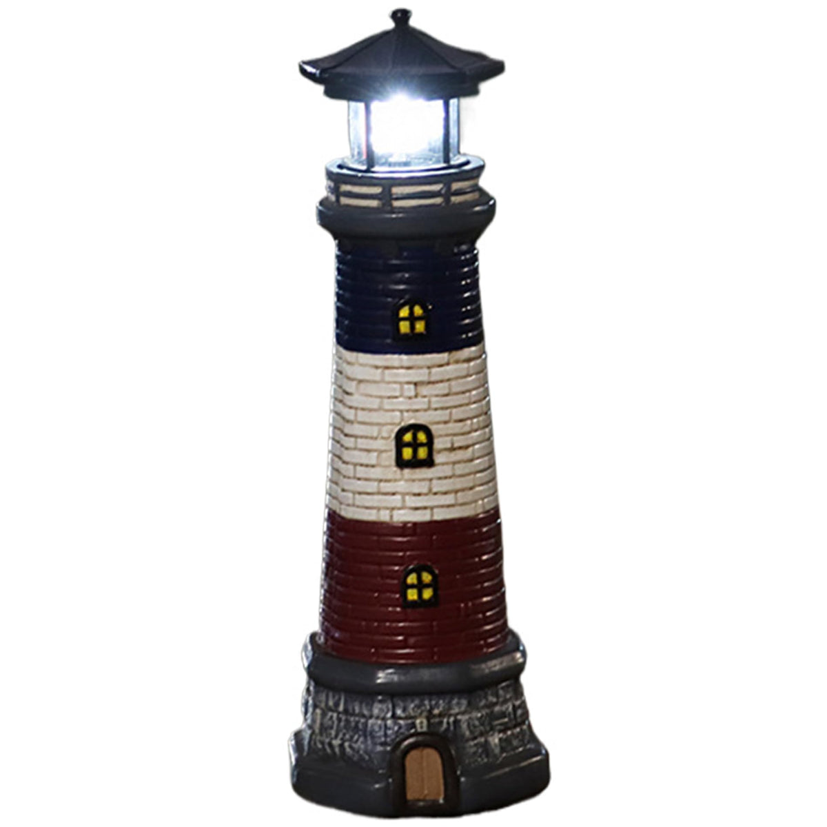 15" Tall Waterproof Resin Lighthouse Lamp with Rotating LED V74425