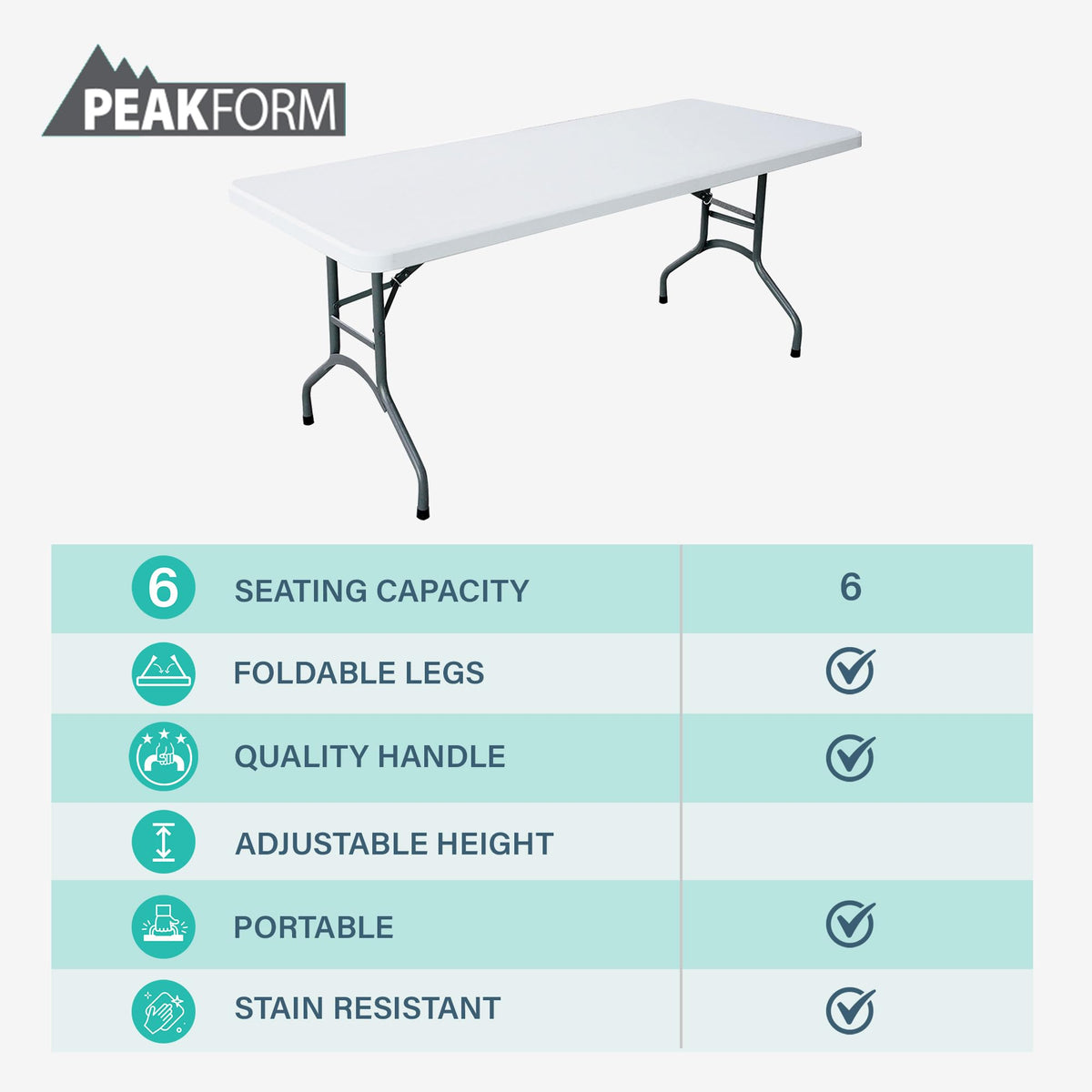 White 6 Foot Folding Multipurpose Table J71785