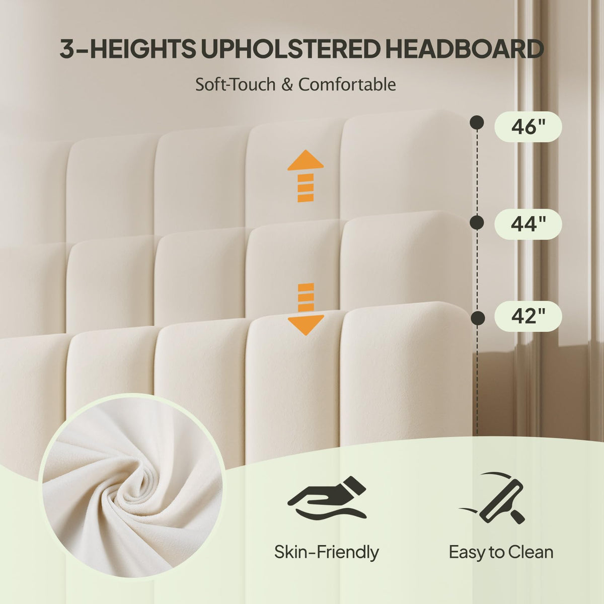 White Full Size Upholstered Bed Frame with Headboard & 4 Drawers K72087