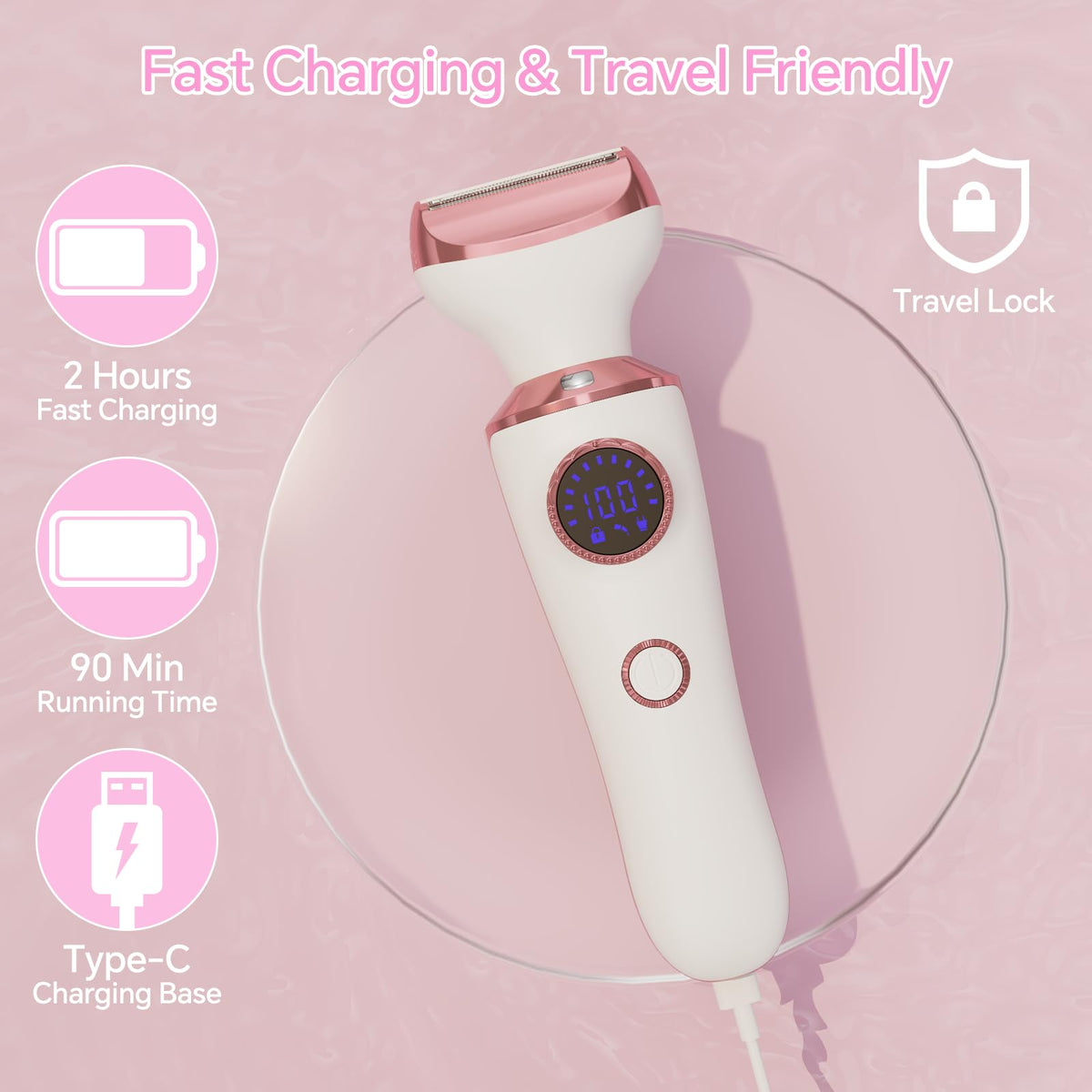 Electric Razor for Women, 4-in-1 Bikini Trimmer & Body Shaver, Rechargeable Wet/Dry P4965