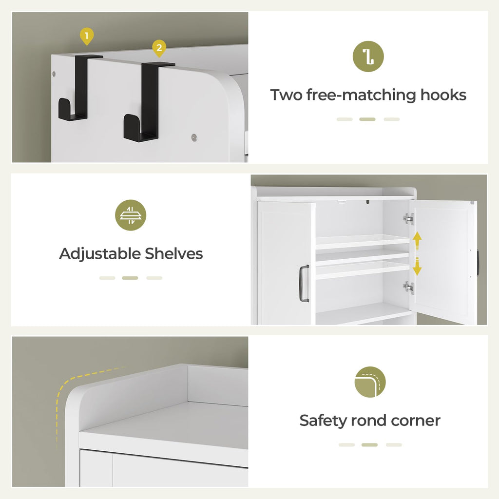White Over The Toilet Storage Cabinet with Adjustable Shelf U30981
