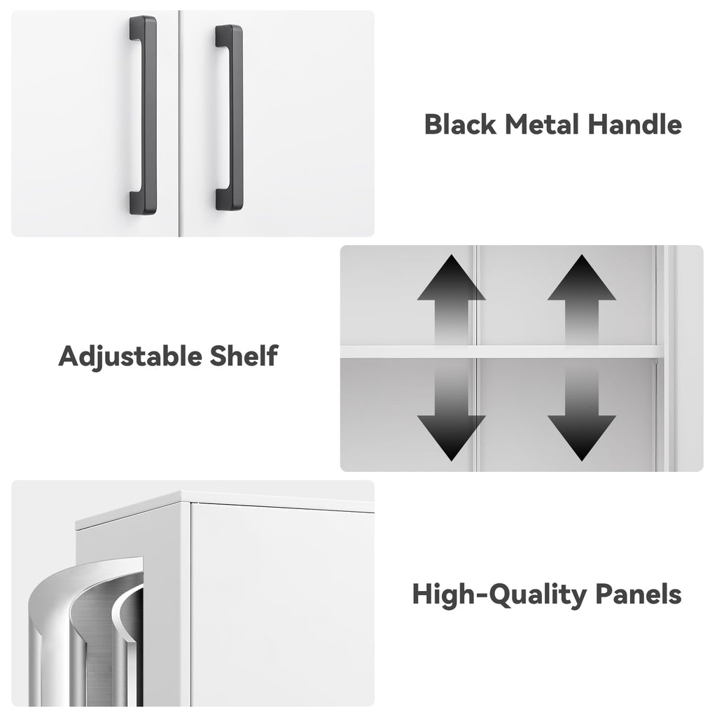 Lockable White Wall Cabinet with Adjustable Shelf T798