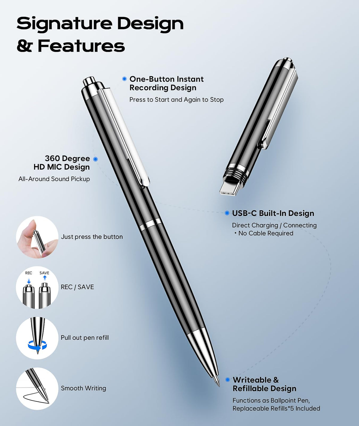 Voice Recorder with USB Type-C Playback O1208