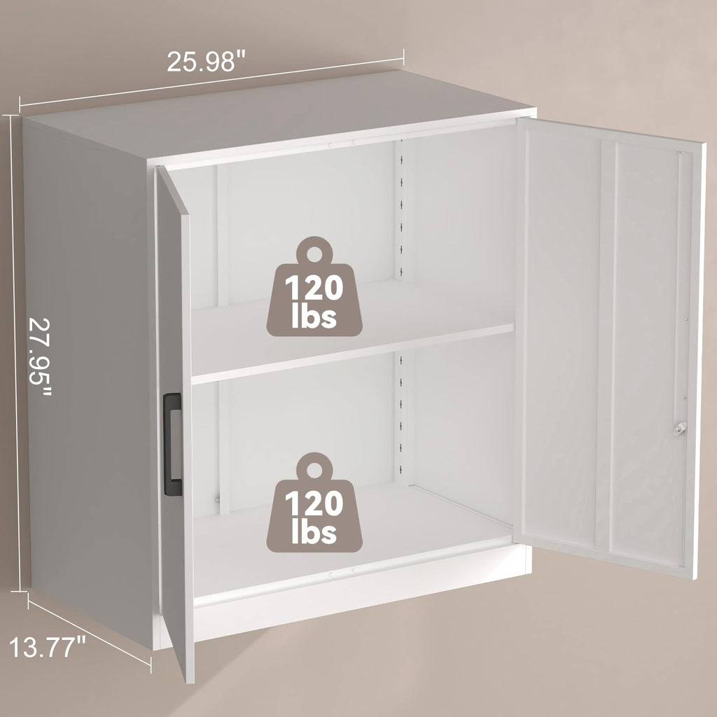 Lockable White Wall Cabinet with Adjustable Shelf T798